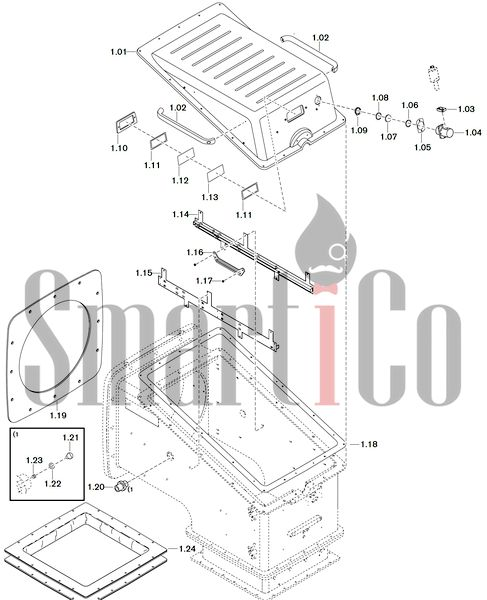 Запасные части к комбинированной горелке Weishaupt WKGMS 80/3-A ZM(H)-NR с доставкой по России 1 Запасные части к комбинированной (двухтопливной) горелке Weishaupt WKGMS 80/3-A ZM(H)-NR (W-FM 100, 200). Схема 1.