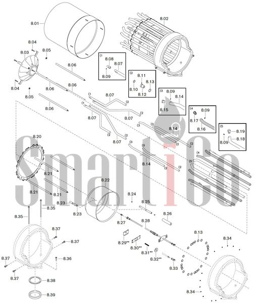 Запасные части к комбинированной горелке Weishaupt WKGMS 80/3-A ZM(H)-NR с доставкой по России 9 Запасные части к комбинированной (двухтопливной) горелке Weishaupt WKGMS 80/3-A ZM(H)-NR (W-FM 100, 200). Схема 8.