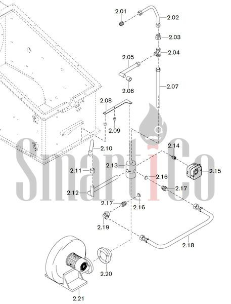 Запасные части к комбинированной горелке Weishaupt WKGMS 80/3-A ZM(H)-1SF с доставкой по России 2 Запасные части к комбинированной (двухтопливной) горелке Weishaupt WKGMS 80/3-A ZM(H)-1SF (W-FM 100, 200). Схема 2.