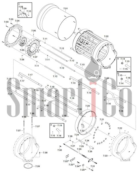 Запасные части к комбинированной горелке Weishaupt WKGMS 80/3-A ZM(H)-1SF с доставкой по России 7 Запасные части к комбинированной (двухтопливной) горелке Weishaupt WKGMS 80/3-A ZM(H)-1SF (W-FM 100, 200). Схема 7.