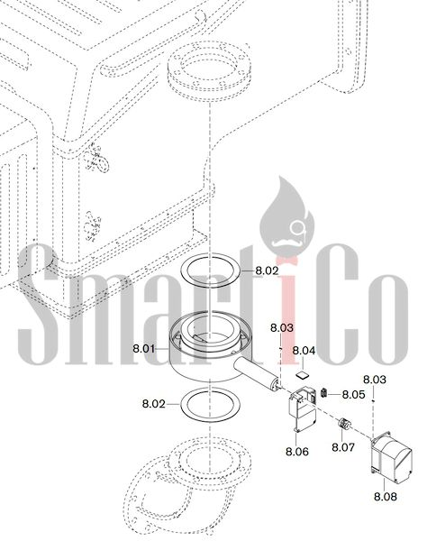 Запасные части к комбинированной горелке Weishaupt WKGMS 80/3-A ZM(H)-1SF с доставкой по России 8 Запасные части к комбинированной (двухтопливной) горелке Weishaupt WKGMS 80/3-A ZM(H)-1SF (W-FM 100, 200). Схема 8.